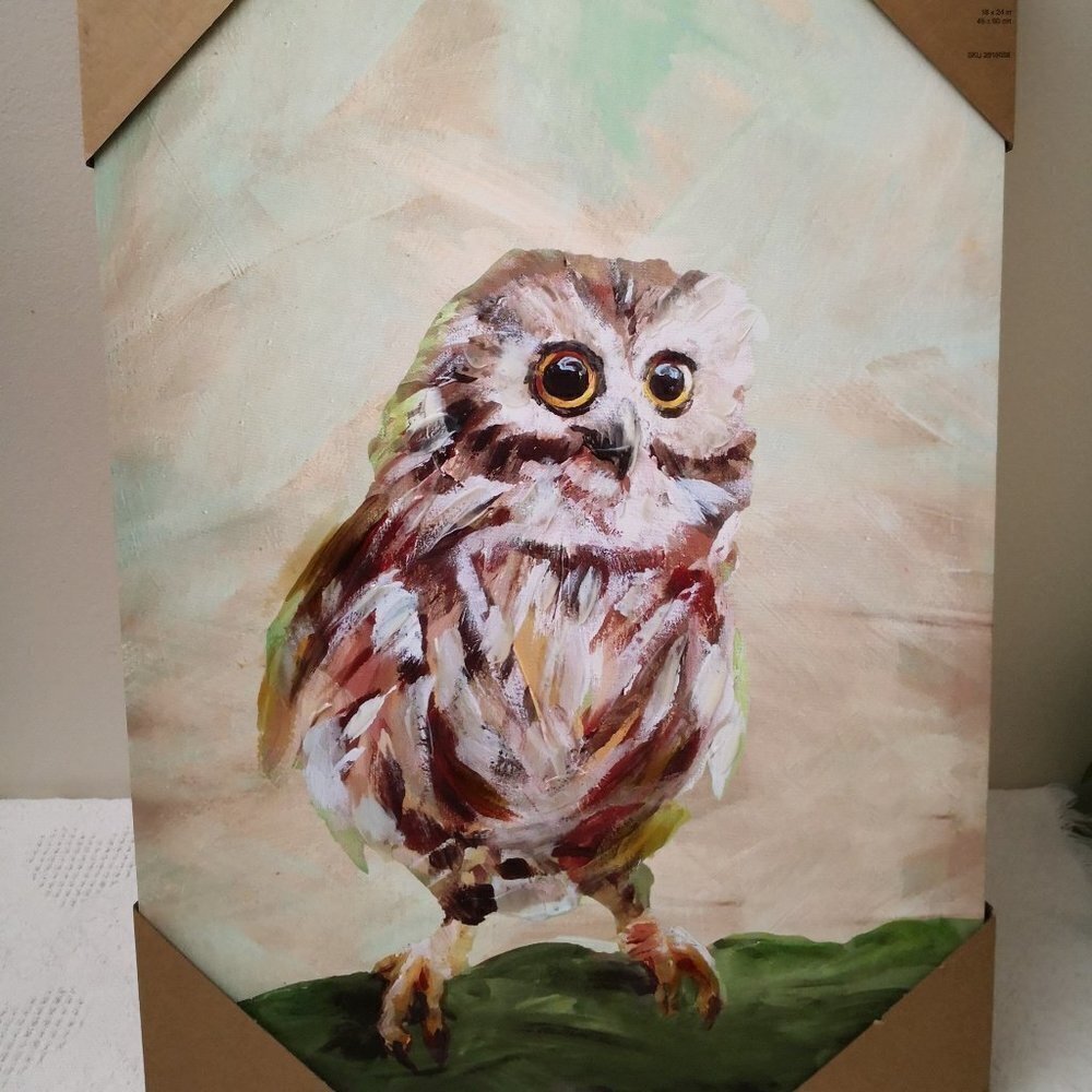 Pier 1 Imports Thoughtful Owl Art Nature Canvas Painting